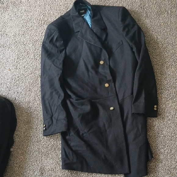 Versace Black Trench Coat with Gold Buttons - Picture 4 of 11